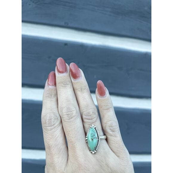 Sterling Silver Turquoise Ring Southwest Navajo Style Adjustable Stamped .925 - Picture 5 of 8